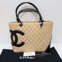 シャネル CHANEL ショルダーバッグ カンボンライン ラージトート A25169 ベージュ×黒