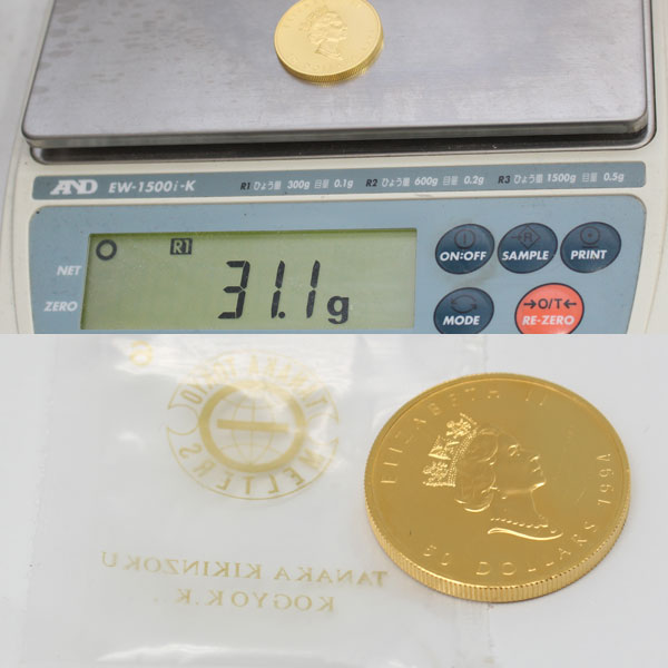 1994年 31.2g カナダ王室造幣局発行 24金 メイプル金貨 純金 1 OZ 9999 K243