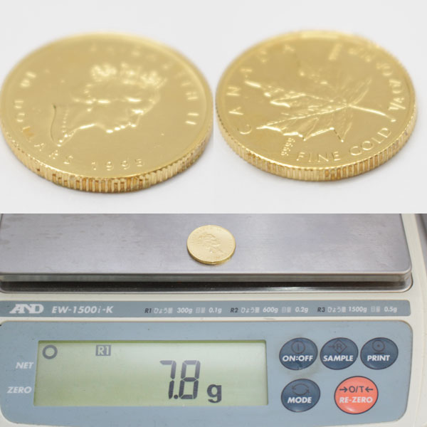 1995年 メイプル金貨 純金 1/4 OZ 9999 K24 7.8g 10DOLLARS 硬貨3