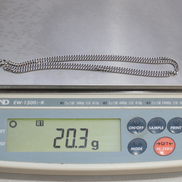 プラチナ PT850 20.3g 幅3mm 全長60cm 2面カット喜平ネックレス 送料無料 No43