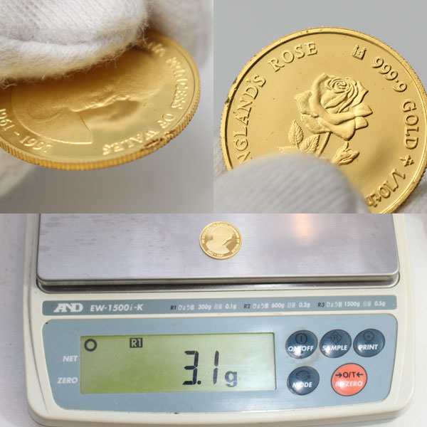 希少 レア 1997年 ダイアナ妃追悼 金貨 K24 999.9 コイン 1/10oz 3.1g |  ブランド・バッグ財布（中古品）ヴィトン通販｜ブランドのくら