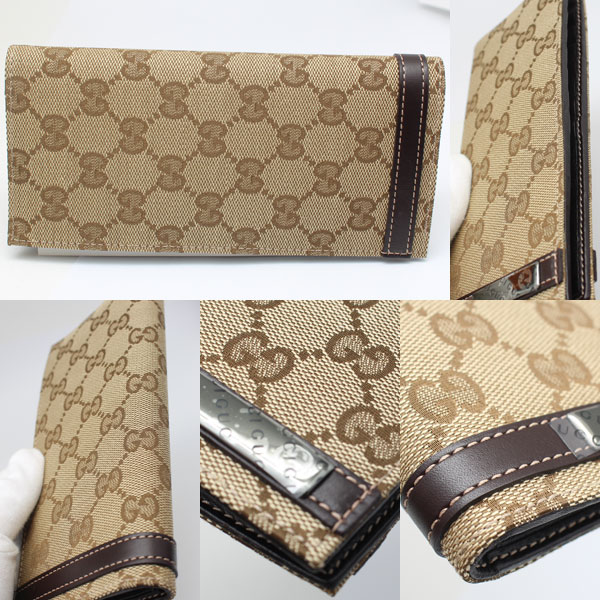 新品 グッチ GUCCI GG柄 キャンパス 長財布 268541・496334 カーキ 送料無料2