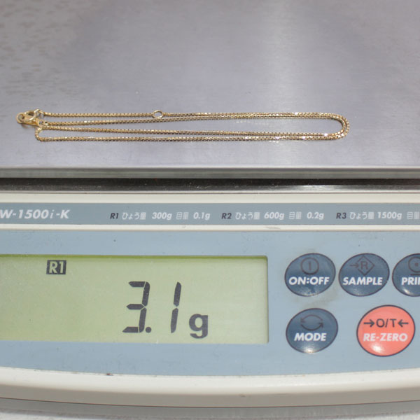 18金 3.1g 全長41.8cm 幅1mm ベネチアアルファーネックレス 750 K18YG3