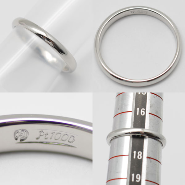 新品同様 磨き済 田崎 TASAKI PT1000 プラチナ結婚指輪 17号 幅3mm2