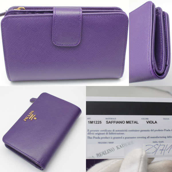 極美品 PRADA プラダ ラウンドファスナー財布 1M1225 サフィアーノ 紫2