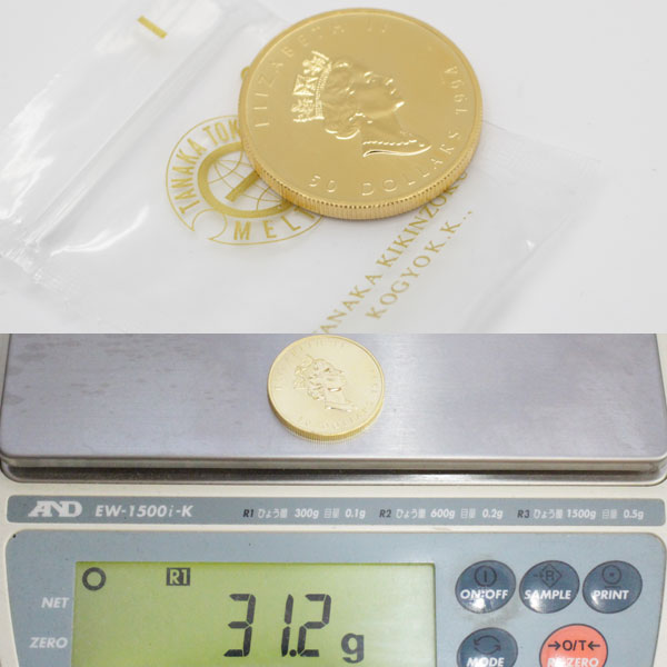 1994年 31.2.g カナダ王室造幣局発行 K24金 メイプル金貨 純金 1 OZ 99993