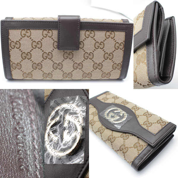 新品未使用 グッチ GUCCI GG柄 キャンパス 長財布 282426・2091 カーキ 送料無料2