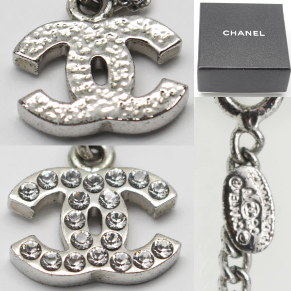 美品 シャネル CHANEL CCマーク ラインストーン ネックレス 箱付 送料無料3