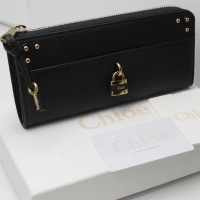 新品同様 Chloe クロエ オーロラ L字ファスナー長財布 カーフ 本革 レザー ブラック 黒