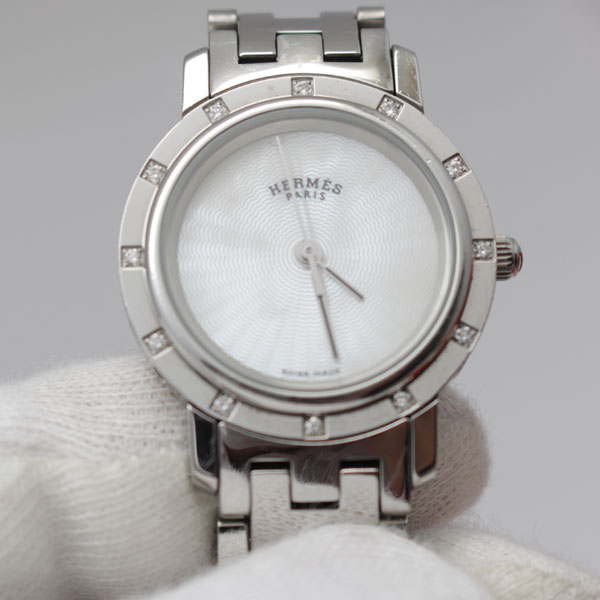 エルメス クリッパーナクレ ダイヤ 12P 腕時計 CL4.230.215 レディース 電池交換済1