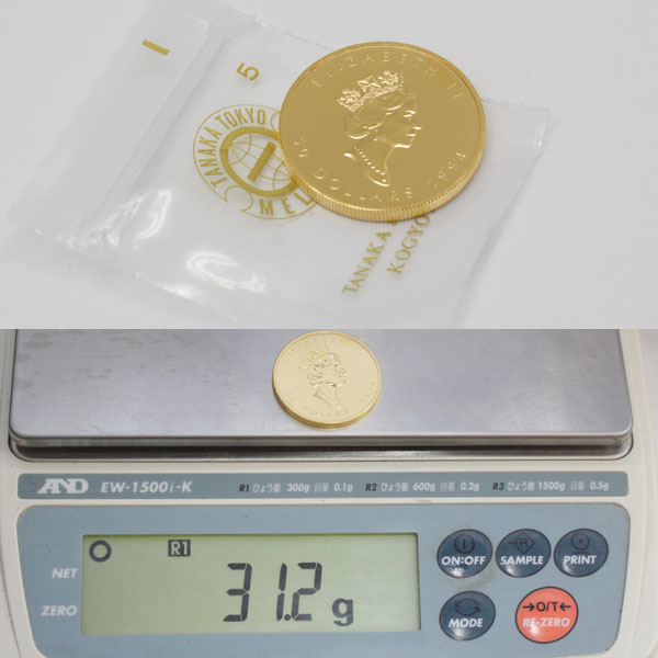 1994年 31.2g カナダ王室造幣局発行 24金 メイプル金貨 純金 1 OZ 9999 K243