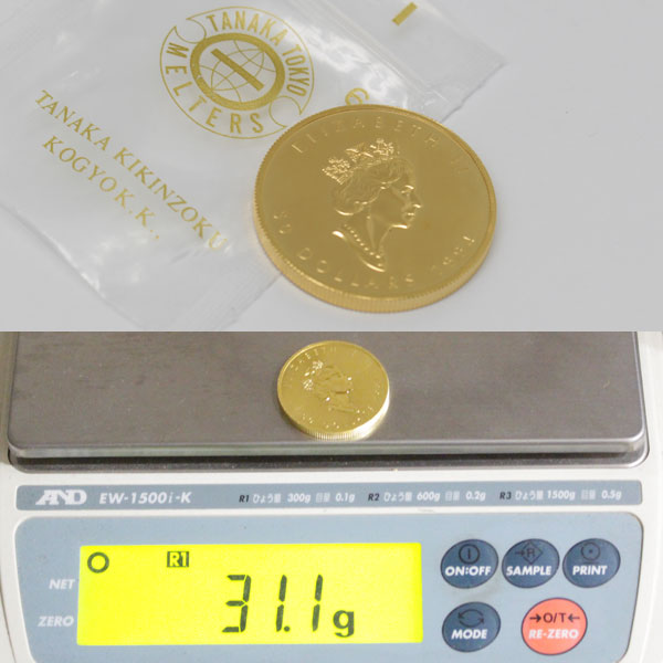 1994年 31.1g カナダ王室造幣局発行 24金 メイプル金貨 純金 1 OZ 99993