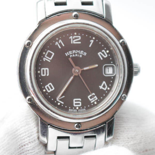 エルメス クリッパー 腕時計 CL4.210 レディース グレー 電池交換済　送料無料1