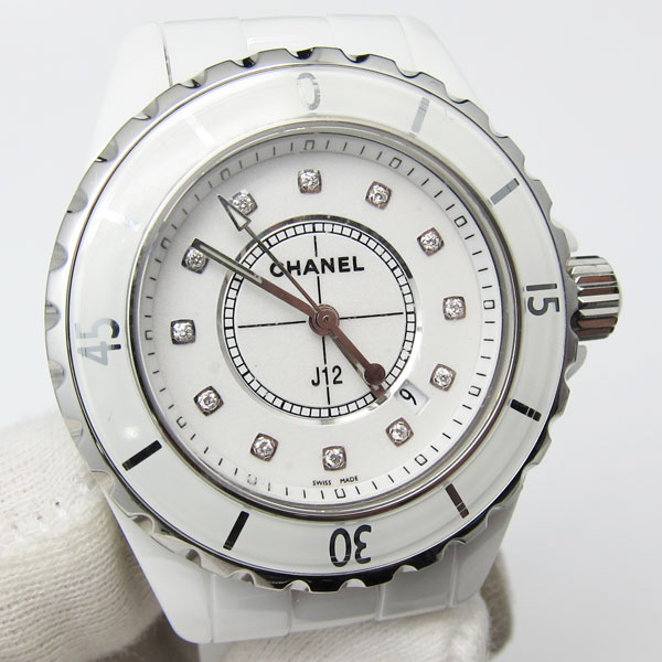シャネル 腕時計 J12 H1628 白セラミック 12P ダイヤモンド 33mm