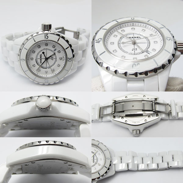 シャネル 腕時計 J12 H1628 白セラミック 12P ダイヤモンド 33mm クォーツ3