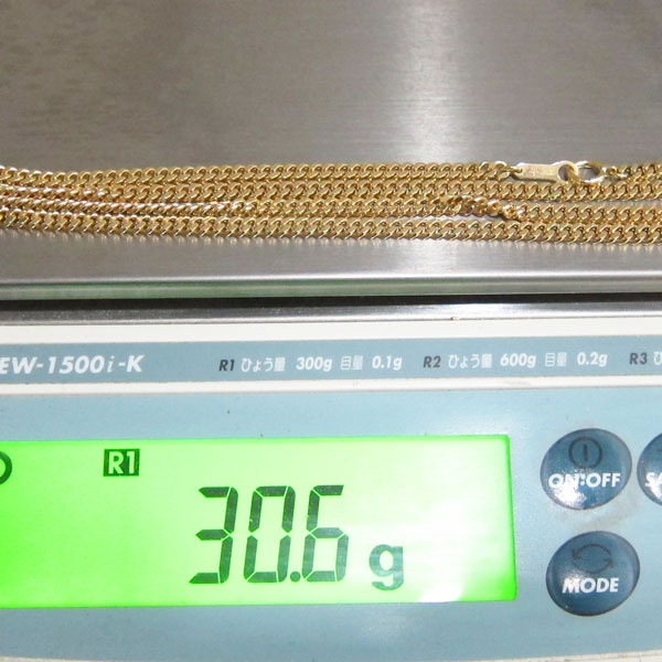 18金 K18 30.6g 幅4mm 長さ60cm 2面カット喜平ネックレス K18YG No23