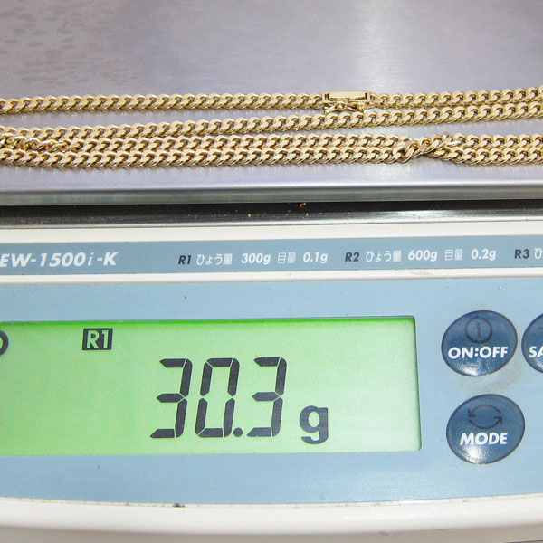 18金 K18 30.3g 幅4mm 長さ60.5cm 2面カット喜平ネックレス 送料無料 No53