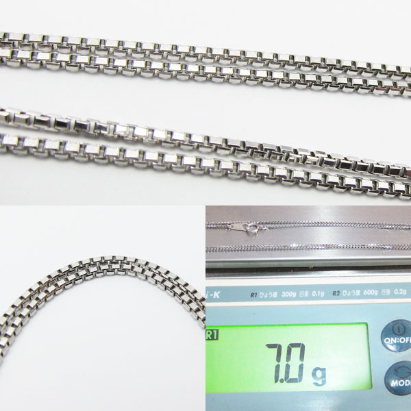 Pt850 7g 全長60.5cm 幅1mm ベネチアアルファーネックレス 地金 No102