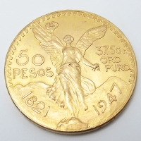 メキシコ 50 PESOS 1947 37.5Gr ORO PURO K21.6 金貨 コイン