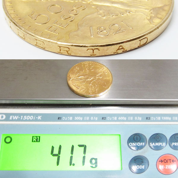 メキシコ 50 PESOS 1947 37.5Gr ORO PURO K21.6 金貨 コイン3