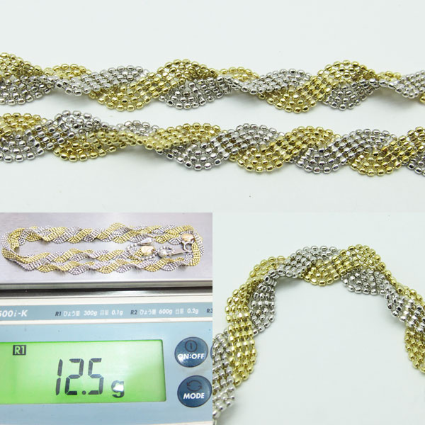 美品 18金 ネックレス12.5g ホワイトゴールド イエローゴールド K18 No52