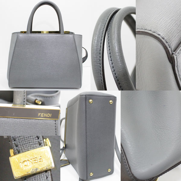 美品 FENDI フェンディ プチトゥージュール レザー ハンドバッグ 8BH253 グレー2