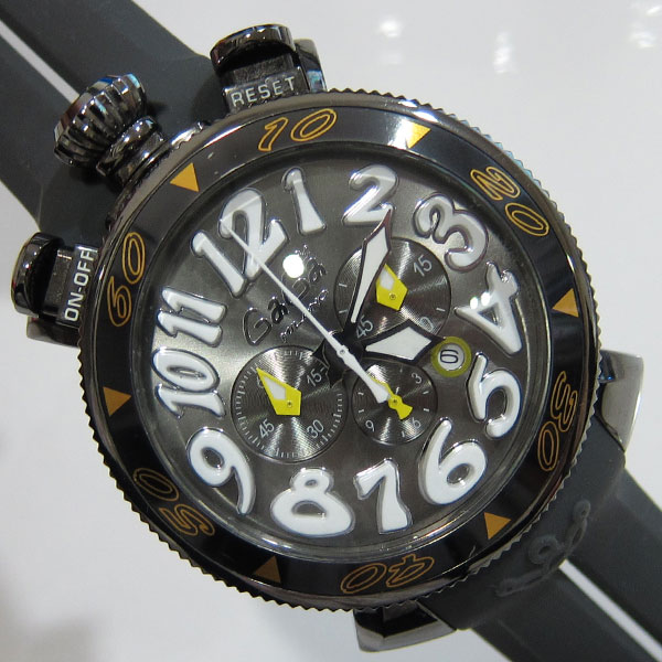 美品 GaGa MILANO ガガミラノ クロノグラフ 腕時計 MM48 ラバーベルト グレー1
