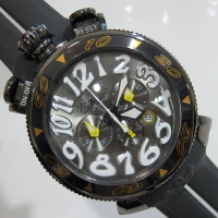 美品 GaGa MILANO ガガミラノ クロノグラフ 腕時計 MM48 ラバーベルト グレー