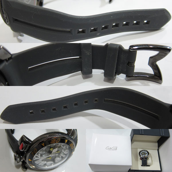 美品 GaGa MILANO ガガミラノ クロノグラフ 腕時計 MM48 ラバーベルト グレー3