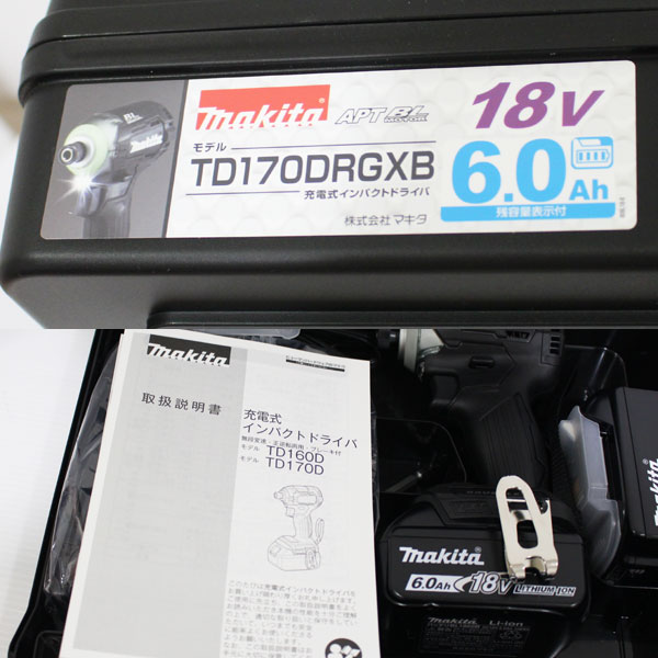 新品 マキタ 充電式インパクトドライバ TD170DRGXB 黒 18V リチウムイオン6.0Ah3