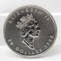 1998年 15.6g カナダ王室造幣局発行 PT1000 プラチナメイプルリーフコイン
