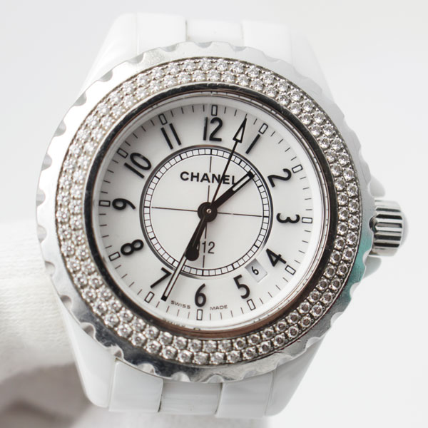 シャネル 腕時計 J12 H0967 レディース 白セラミック  ダイヤベゼル クォーツ 中古1